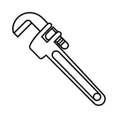 Simple Pipe Wrench Outline A Clean Editable Vector Illustration of a Plumbing Tool