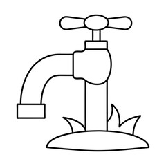 Classic Garden Tap with Rounded Handle Detailed Vector Illustration