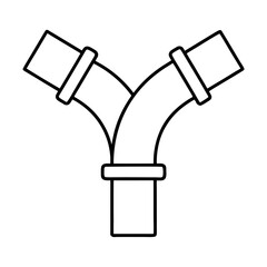 Two Pipes Meeting at a Connection Point Detailed Water Line Illustration