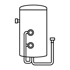 Vertical Cylinder Water Heater with Pipe Connection Detailed Vector Illustration