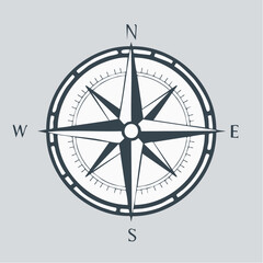 Minimalist silhouette compass sketch illustration.