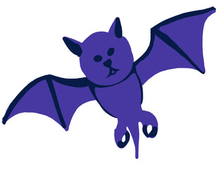 Purple crayon bat with spooky Halloween vibes, blending playful colors and eerie elements for fun seasonal art projects.