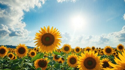 Dreamy Sunflower Meadow After Rain