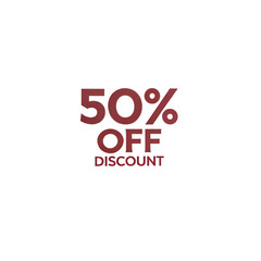 50% sale tag on white background