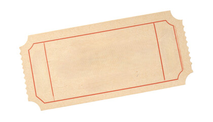 A blank ticket with a scalloped edge and red border, designed for customizable use in events or promotions.