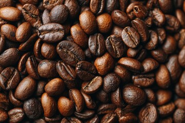 Naklejka premium Close-up of roasted coffee beans