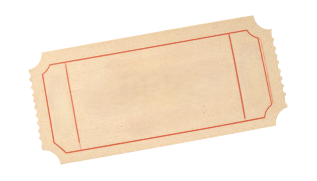 A blank ticket with a scalloped edge and red border, designed for customizable use in events or promotions. - Powered by Adobe