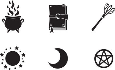 Magical symbols and witchy icons for mystical designs and creative projects