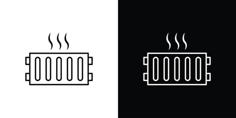 Radiator icon or logo, simple minimal style. outline doodle icon.