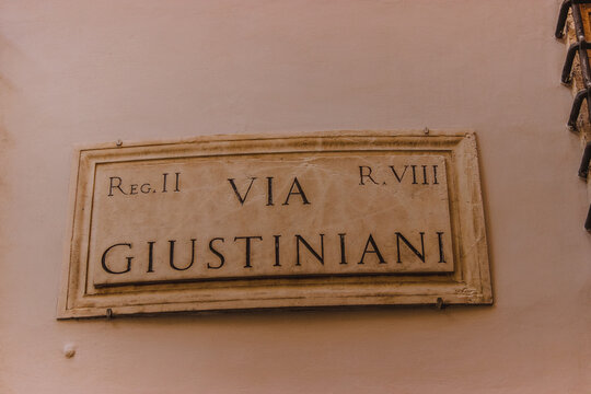 Classical Roman Street Sign. Rome - Powered by Adobe