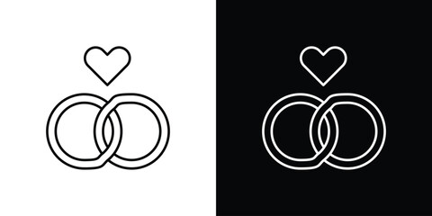 Wedding ring icon or logo, simple minimal style. outline doodle icon.