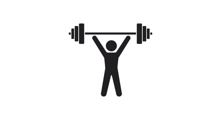 Weightlifting Silhouette Illustration of a Person Lifting Barbell Over Head