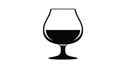 Elegant Wine Glass Silhouette with Red Wine Filling Illustration