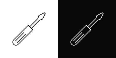 Screwdriver icon or logo, simple minimal style. outline doodle icon.