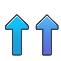 Blue and red 3D arrows symbolize business growth and upward progress, a clear sign of success