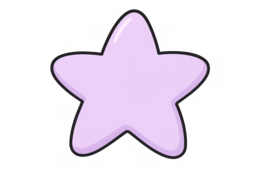 Purple cartoon star with rounded points, creating playful graphic design element on clean transparent backdrop