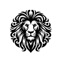 Fototapeta premium Majestic lion head with intricate mane isolated on white background
