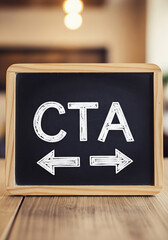 Call to action written on chalkboard with arrows suggesting direction for marketing strategy