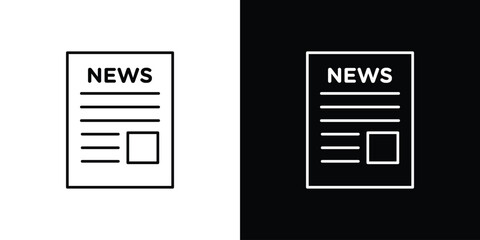 Newspaper icon or logo, simple minimal style. outline doodle icon.
