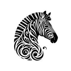 Zebra head with decorative pattern isolated on white background