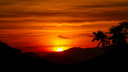 Rio de Janeiro, RJ, Brazil, 08/03/2025 - Sunset in Rio de Janeiro from the Santa Teresa neighborhood