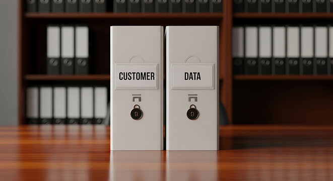 Secure customer data and information storage with locked cabinets in a corporate office