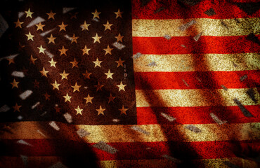 Grunge and damaged filter of U.S.A. national flag.