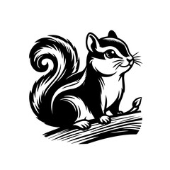 Cute Chipmunk on a Branch Vector Illustration.