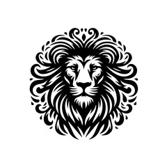 Majestic lion head with an ornate and swirling mane design.