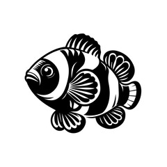 Stylized Black and White Clownfish Illustration.