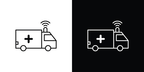 Ambulance icon or logo, simple minimal style. outline doodle icon.