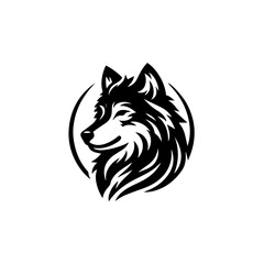 Stylized Wolf Head Profile in a Circle Logo.