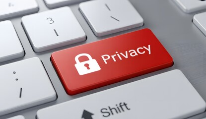 Privacy Key: Focus on a prominent Privacy key on a keyboard, symbolizing data protection and digital security. Capturing the essence of safeguarding personal information in the digital age.