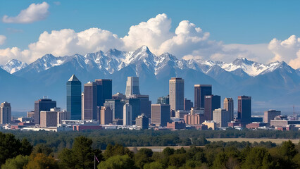 Fototapeta premium Denver Skyline with Clean 'Import Taxes' Text
