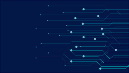 Abstract digital background with circuit line elements in technology blue. Circuit board vector illustration. Tech network bg with text in the center