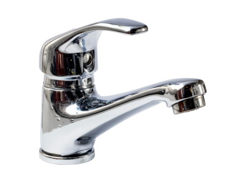 Shiny chrome bathroom sink faucet isolated black background, Isolated On White Background, Png Transparent