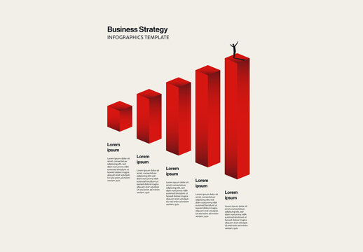Business Strategy Minimal Design Infographic Template with Growth Illustration