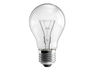 Clear glass light bulb on black background illumination idea, Isolated On White Background, Png Transparent