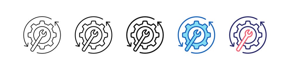 Maintenance Icon In 5 Different Styles Set Collection.   