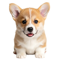 Obraz premium Cute pembroke welsh corgi puppy dog sitting and smiling isolated on transparent background