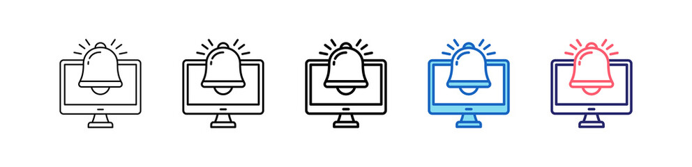 Notification Icon In 5 Different Styles Set Collection.   