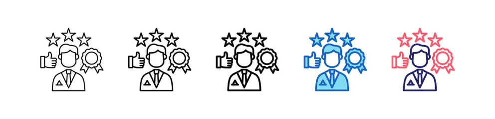 Reputation Icon In 5 Different Styles Set Collection.   