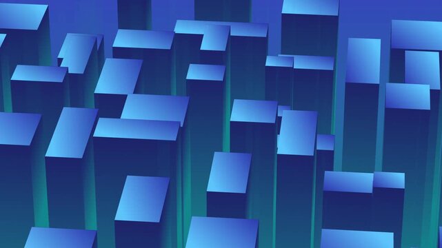 Abstract digital background of a seamless blue geometric cube pattern