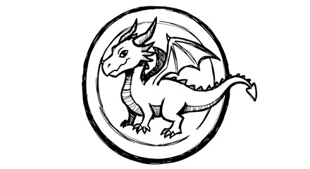Fantasy dragon token icon with topaz color palette for game design and branding