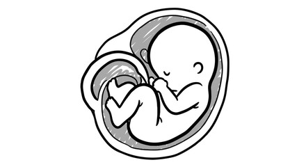 Developing human embryo in womb - early pregnancy and fetal growth representation