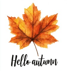 elegant hello autumn modern typography. gold leaves and branches