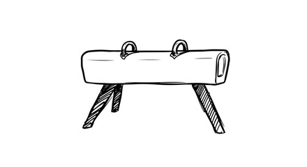 Pommel horse gymnastics equipment sketch for artistic design
