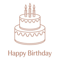 Minimalist Two Tier Birthday Cake with Candles Outlined Celebration Design for Festive Occasions and Greetings