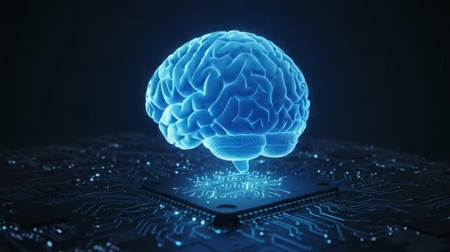 Exploring the Intersection of Artificial Intelligence and Human Cognition: A Unique Visualization of a Brain Overlaid on a Circuit Board Background