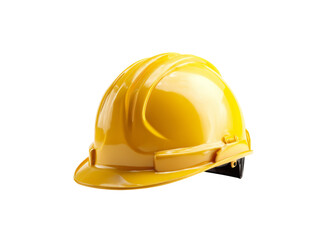 Fototapeta premium Bright yellow hard hat safety helmet construction work, Isolated On White Background, Png Transparent